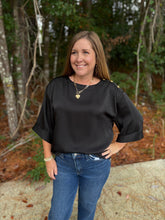 Load image into Gallery viewer, Round Neck Shoulder Button Top