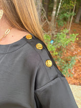 Load image into Gallery viewer, Round Neck Shoulder Button Top