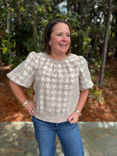 Load image into Gallery viewer, Houndstooth Velvet Contrast Band Top