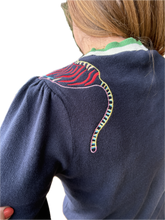 Load image into Gallery viewer, Color Block Tiger Embroidered Shoulder Knit Sweater