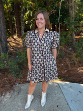 Load image into Gallery viewer, Puff Sleeve Printed Tiered Mini Dress