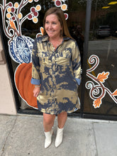 Load image into Gallery viewer, B12019-1 Metallic Tie-Dye Print Button-up Dress