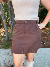 Load image into Gallery viewer, Suede Studded MIni Skirt