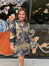 Load image into Gallery viewer, B12019-1 Metallic Tie-Dye Print Button-up Dress