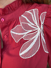 Load image into Gallery viewer, Floral embroidery 3/4 puff sleeve top