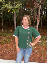 Load image into Gallery viewer, Scallop and Gold Button Knit top