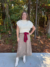 Load image into Gallery viewer, Snakeskin Print Midi Skirt with Removable Red Sash