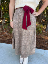 Load image into Gallery viewer, Snakeskin Print Midi Skirt with Removable Red Sash