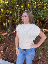Load image into Gallery viewer, Diamond Cable Knit Cap Sleeve Sweater
