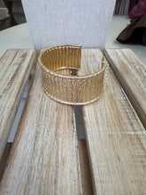 Load image into Gallery viewer, Gold Hammered Cuff Bracelet