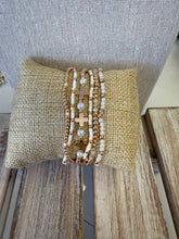Load image into Gallery viewer, Cream Beaded Cross Stretch Bracelet Set