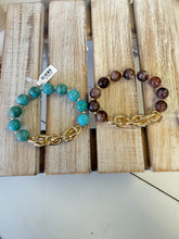 Load image into Gallery viewer, Beaded with Gold Chain Stretch Bracelet