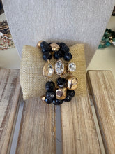 Load image into Gallery viewer, Black and Crystal Beaded Bracelet Set