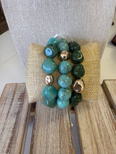 Load image into Gallery viewer, Turquoise Gold and Natural Stone and Gold Set