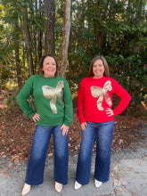 Load image into Gallery viewer, Big Sequin Ribbon Holiday Sweater Top