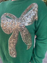 Load image into Gallery viewer, Big Sequin Ribbon Holiday Sweater Top
