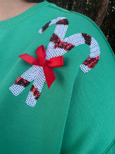 Load image into Gallery viewer, Sequin Candy Cane Crewneck