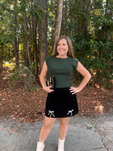 Load image into Gallery viewer, Rhinestone Ribbon Velvet Mini Skirt