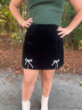 Load image into Gallery viewer, Rhinestone Ribbon Velvet Mini Skirt