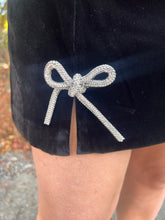 Load image into Gallery viewer, Rhinestone Ribbon Velvet Mini Skirt