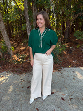 Load image into Gallery viewer, Solid short sleeve top featuring scallop accent trim