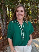 Load image into Gallery viewer, Solid short sleeve top featuring scallop accent trim