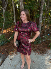 Load image into Gallery viewer, Boat Neck Bodice Jaquard Mini Dress
