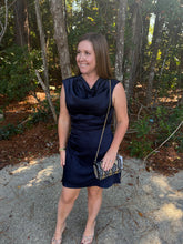 Load image into Gallery viewer, Satin Draped Neck Mini Dress