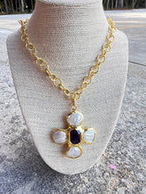 Load image into Gallery viewer, CK Designs Luxe- Natural Stone Pearl Cross With Etched Chain
