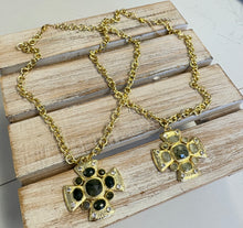 Load image into Gallery viewer, CK Designs Luxe- Natural Gemstone Cross Pendant Necklace