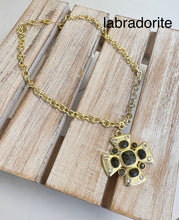 Load image into Gallery viewer, CK Designs Luxe- Natural Gemstone Cross Pendant Necklace