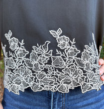 Load image into Gallery viewer, Embroidered smocked cuff band sleeve with embroidered border hem.