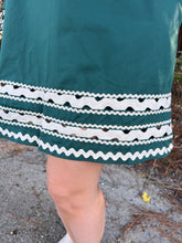 Load image into Gallery viewer, Solid 3/4 sleeve dress with contrast collar and scallop accent trim