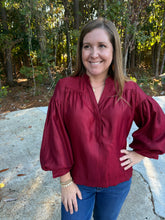 Load image into Gallery viewer, Deep Neck Voluminous Sleeve Blouse