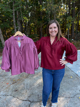 Load image into Gallery viewer, Deep Neck Voluminous Sleeve Blouse
