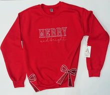 Load image into Gallery viewer, Avery's Accents ADULT Merry and Bright Bow Sweatshirt