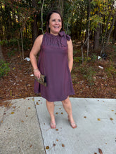 Load image into Gallery viewer, Ruffle Neck Tie Sleeveless Mini Dress
