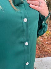 Load image into Gallery viewer, Collared Neck Pearl Button Blouse w/removable tie