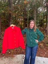 Load image into Gallery viewer, Collared Neck Pearl Button Blouse w/removable tie