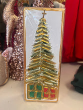 Load image into Gallery viewer, Hand Painted textured Christmas tree art block on wood