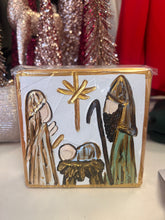 Load image into Gallery viewer, Hand Painted Small Nativity art block on wood