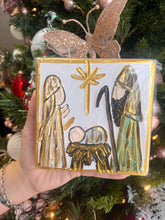 Load image into Gallery viewer, Hand Painted Small Nativity art block on wood