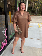 Load image into Gallery viewer, V Neck Puff Sleeve Mini Dress
