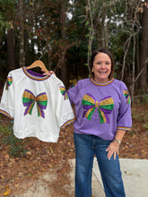 Load image into Gallery viewer, Mardi Gras Ribbon Sequin Patched Top