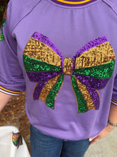 Load image into Gallery viewer, Mardi Gras Ribbon Sequin Patched Top