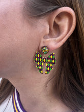 Load image into Gallery viewer, Mardi Gras Bow Dangle Earrings