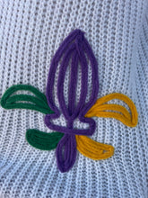 Load image into Gallery viewer, Mardi Gras Fleur de Lis Embroidered Sweater Top