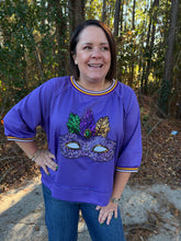Load image into Gallery viewer, Mardi Gras Sequin Mask Short Sleeve Top