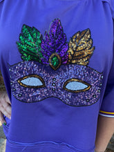 Load image into Gallery viewer, Mardi Gras Sequin Mask Short Sleeve Top