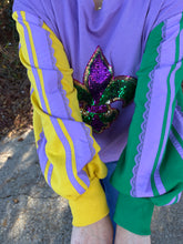 Load image into Gallery viewer, Mardi Gras French Terry Lace Trim Top